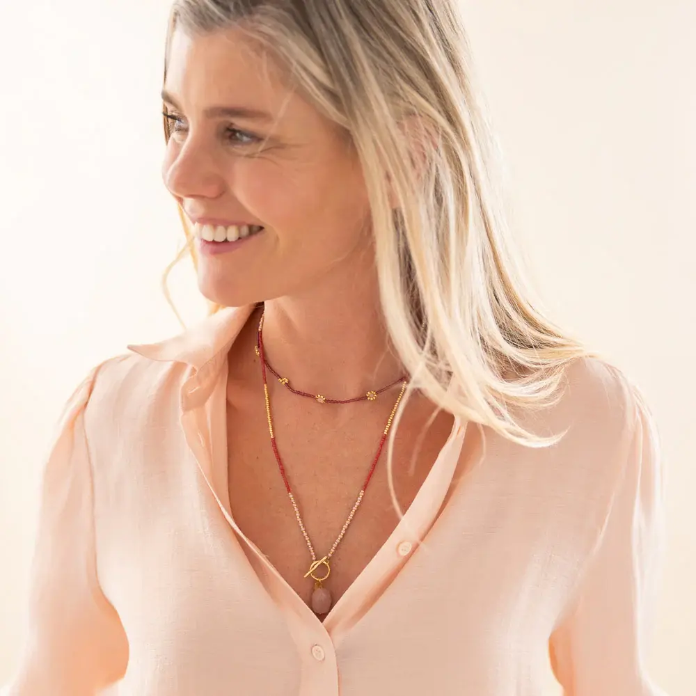 A Beautiful Story A Beautiful Story Flourish Rose Quartz Necklace Gold