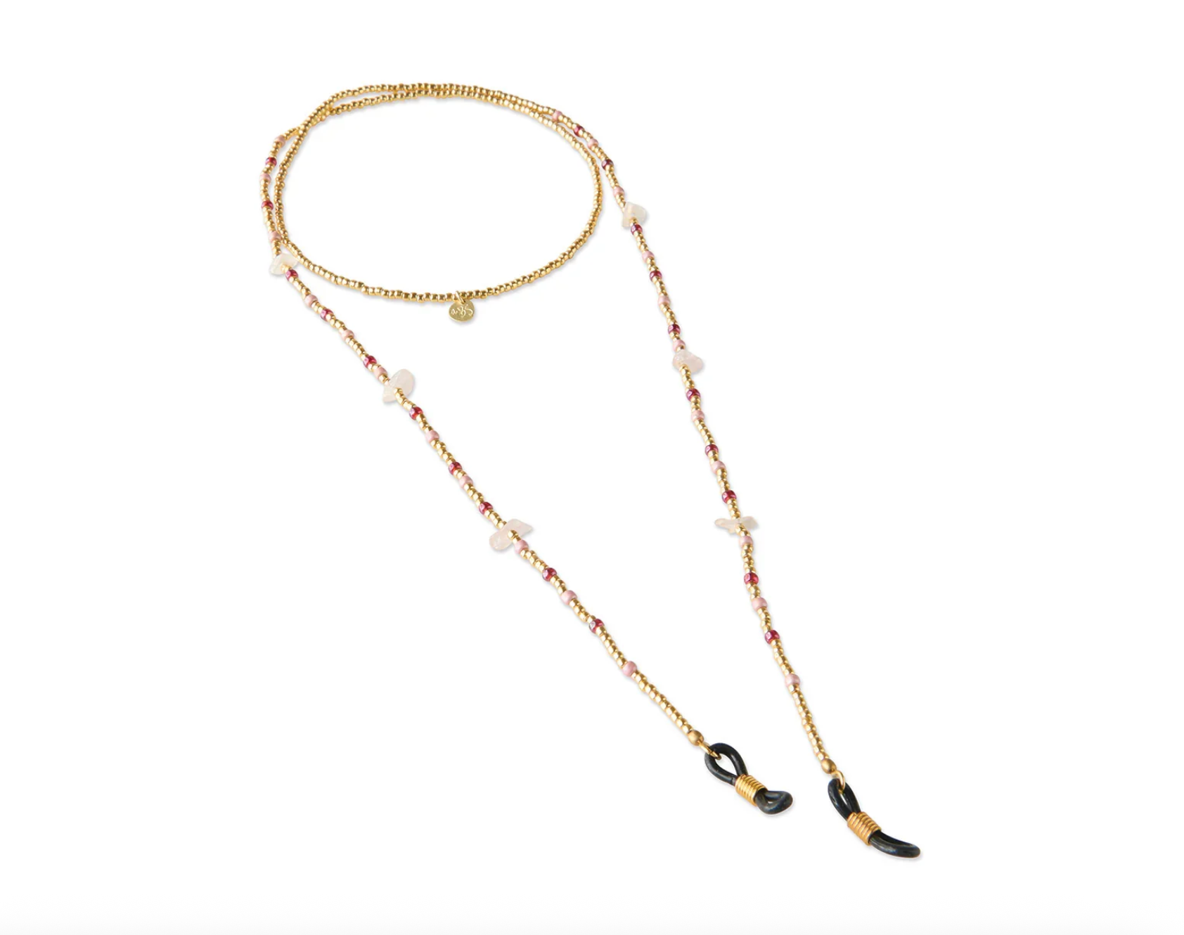 A Beautiful Story A Beautiful Story Enlighten Rose Quartz Glasses Cord Gold