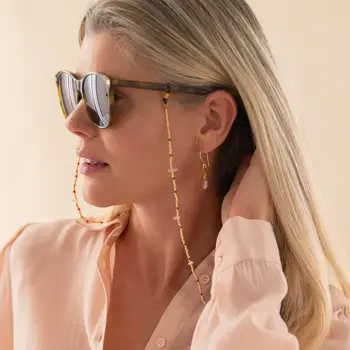 A Beautiful Story Enlighten Rose Quartz Glasses Cord Gold