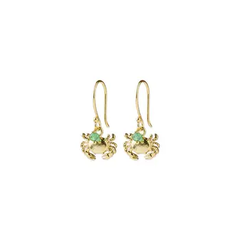 A Beautiful Story Generous Aventurine Crab Earrings Gold