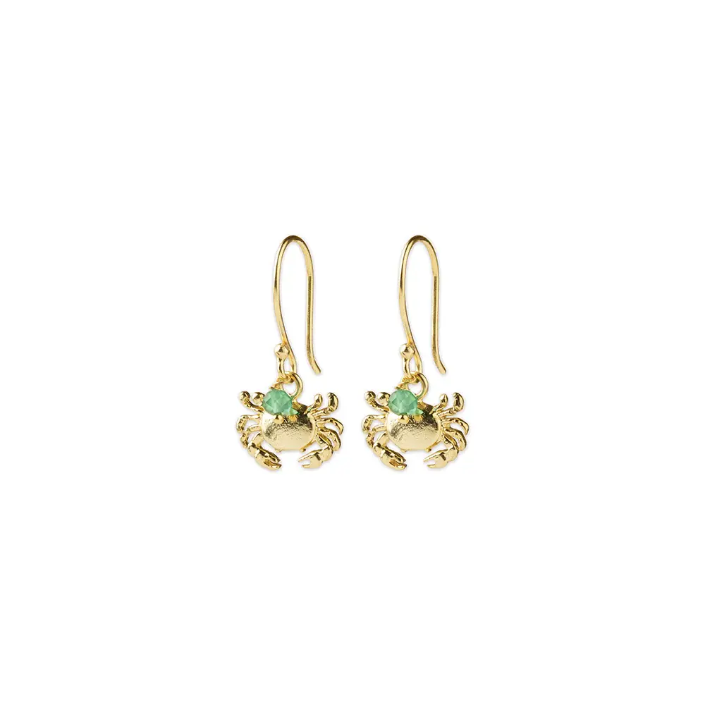 A Beautiful Story A Beautiful Story Generous Aventurine Crab Earrings Gold