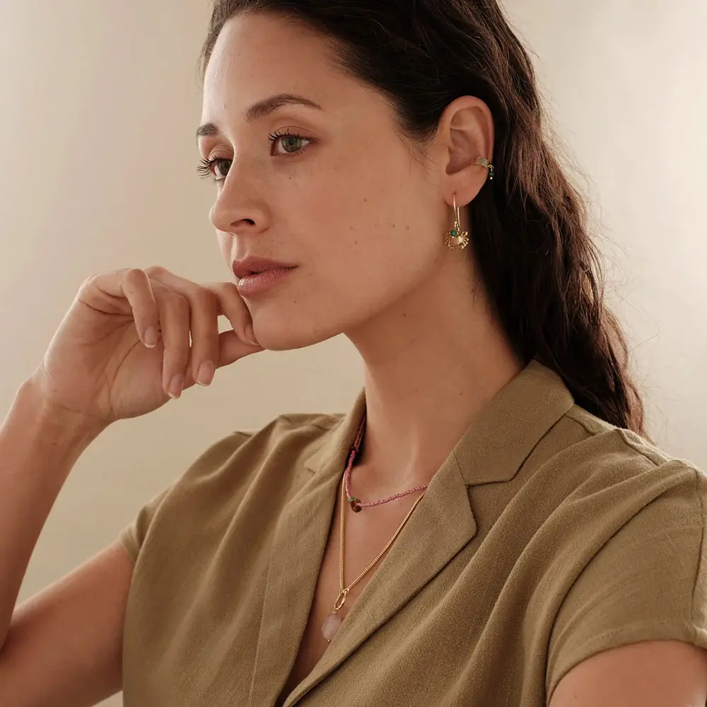 A Beautiful Story A Beautiful Story Generous Aventurine Crab Earrings Gold