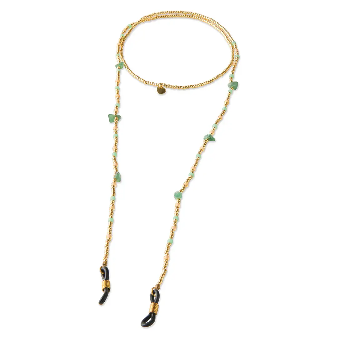 A Beautiful Story A Beautiful Story Enlighten Aventurine Brillenkoord Goud