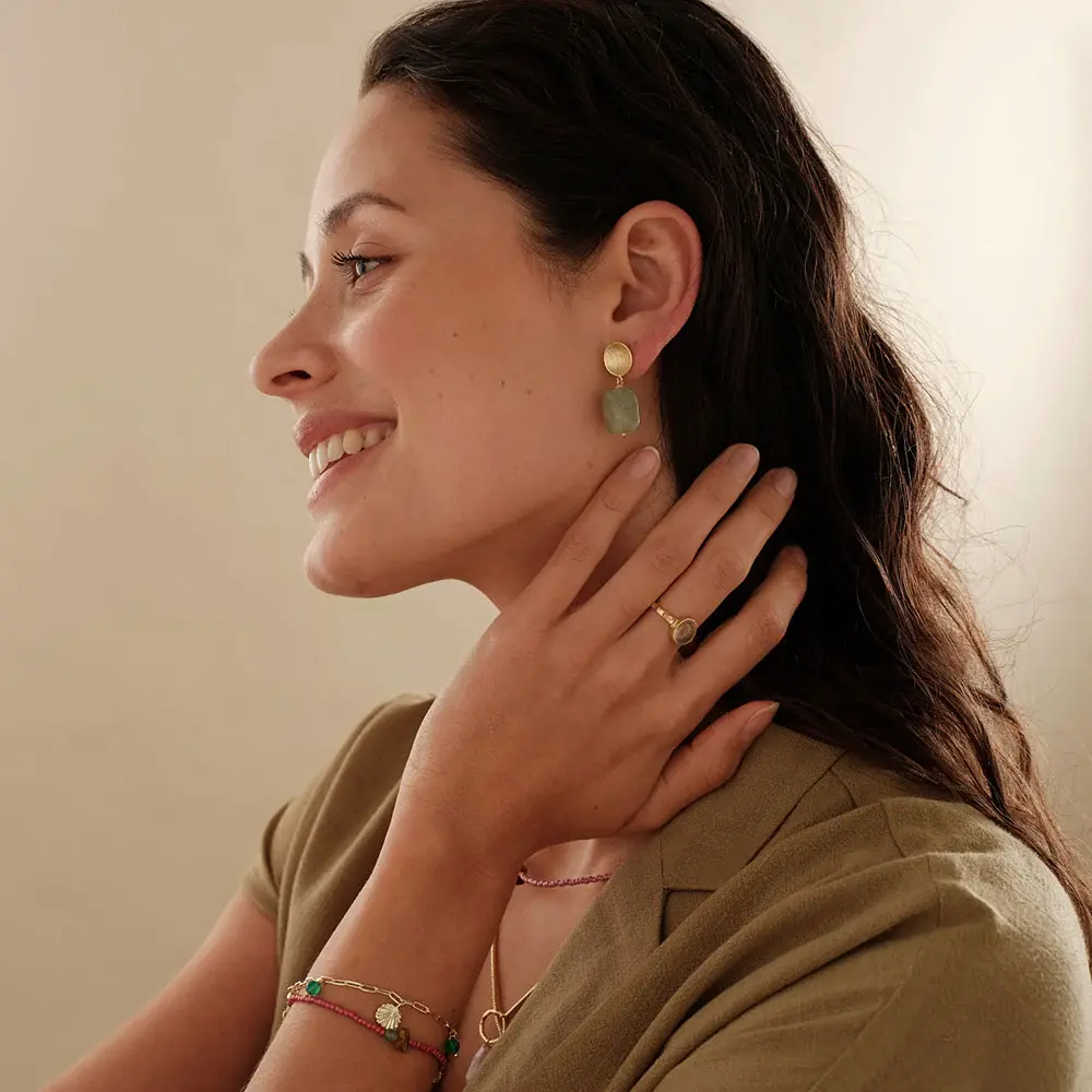 A Beautiful Story A Beautiful Story Ease Aventurine Earrings Gold