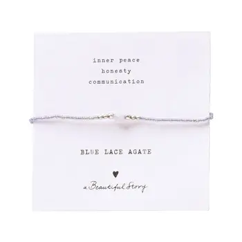 A Beautiful Story Iris Card Blue Lace Agate Armband Zilver
