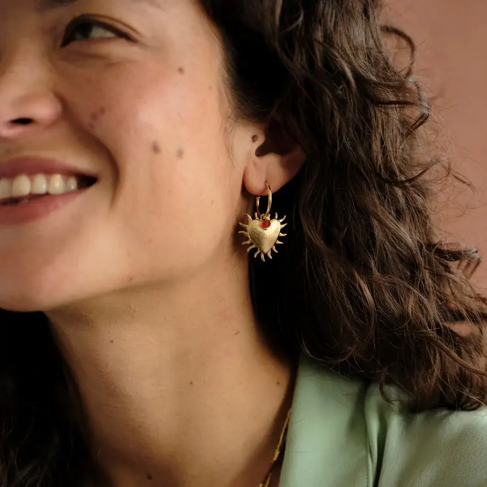 A Beautiful Story A Beautiful Story Intense Carnelian Earrings Gold