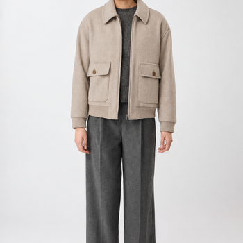 Langerchen Short Jacket In Recycled Wool Soft Beige