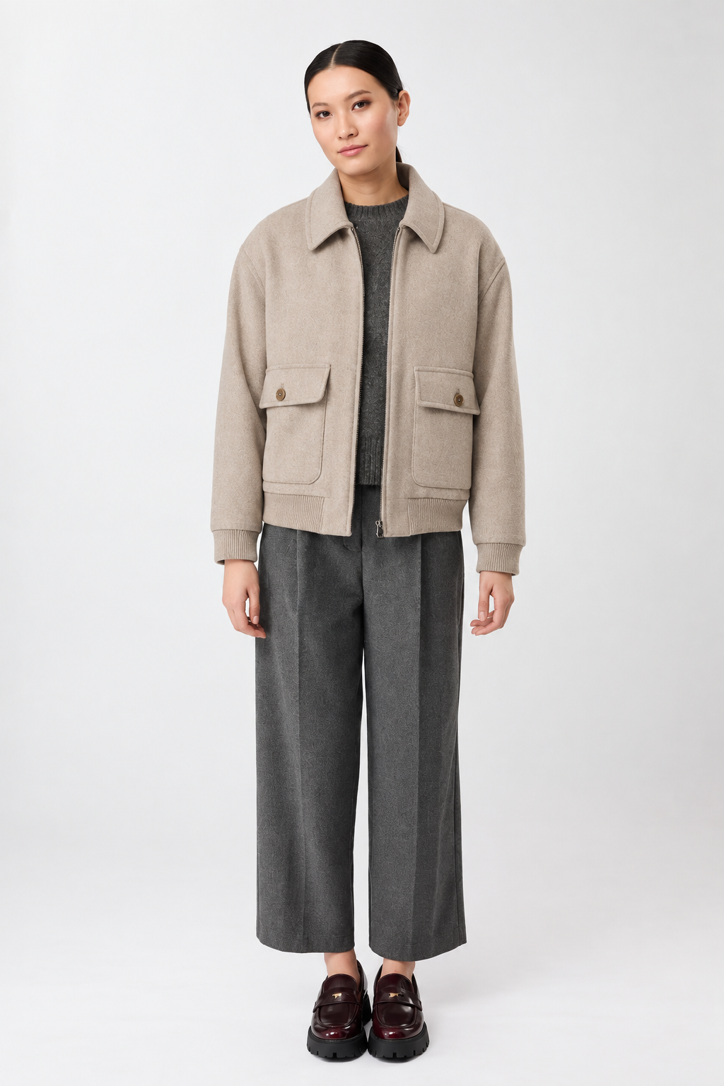 Langerchen Langerchen Short Jacket In Recycled Wool Soft Beige