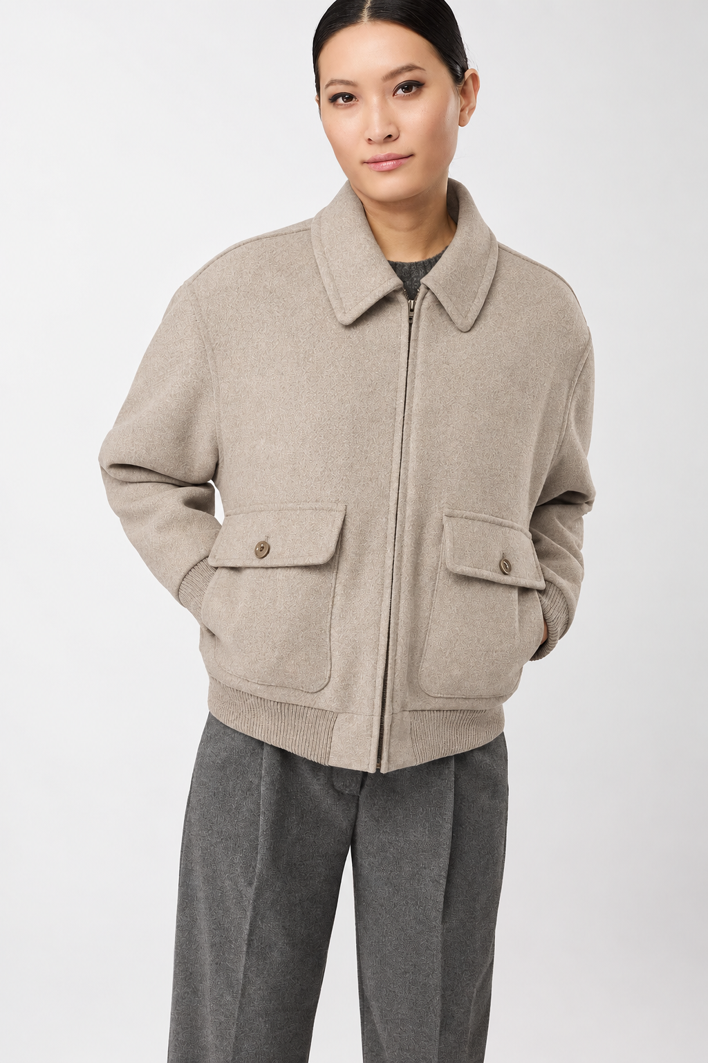 Langerchen Langerchen Short Jacket In Recycled Wool Soft Beige