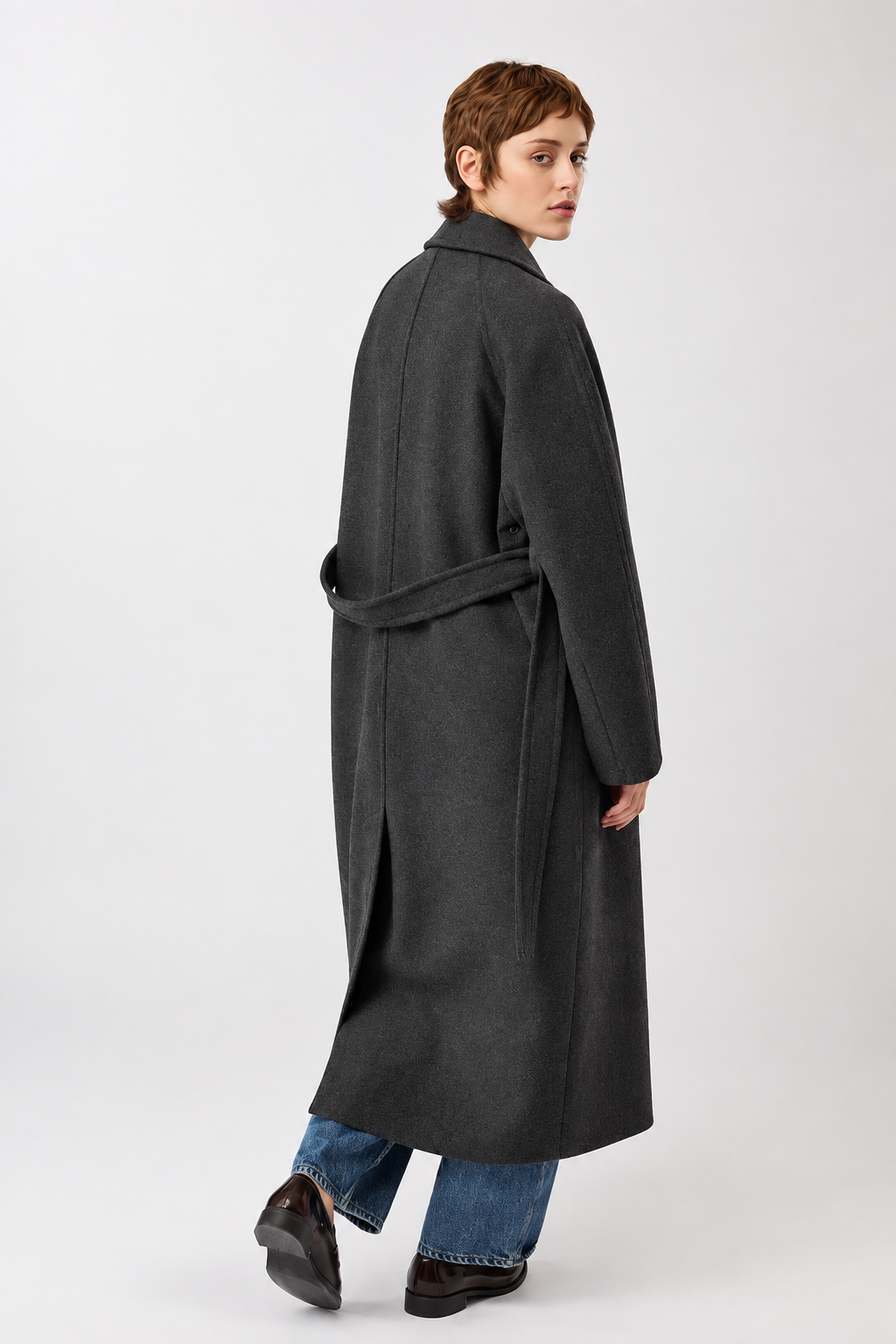 Langerchen Langerchen Long Recycled Wool Coat Anthracite