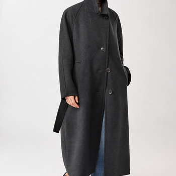 Langerchen Long Recycled Wool Coat Anthraciet