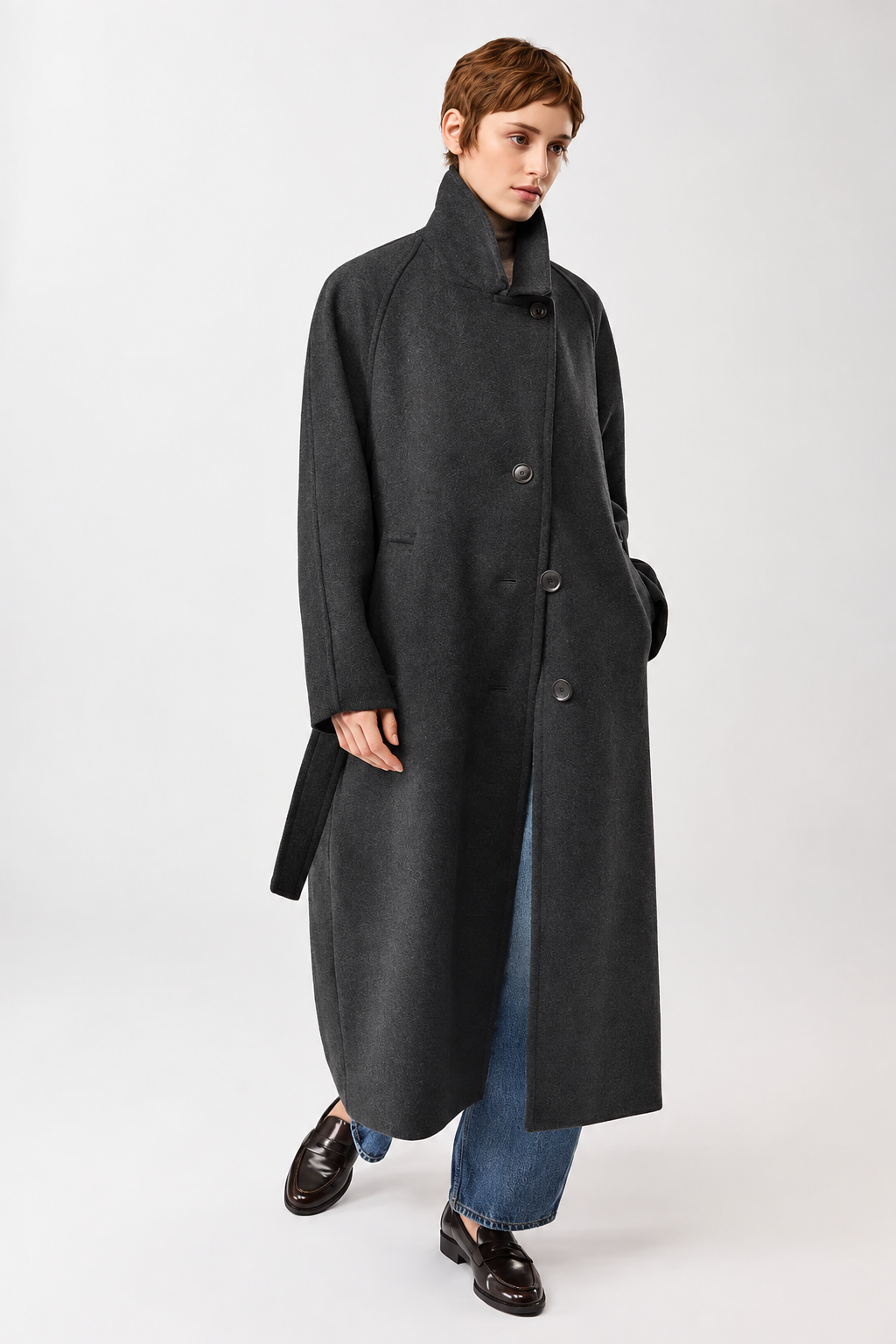 Langerchen Langerchen Long Recycled Wool Coat Anthracite