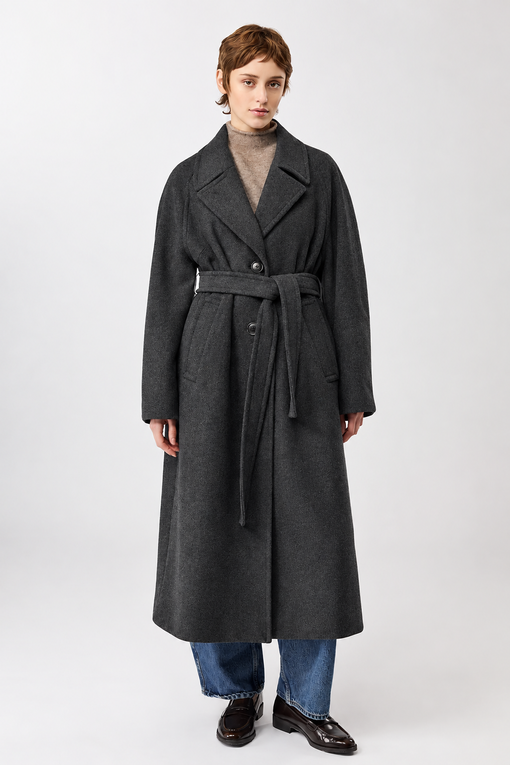 Langerchen Langerchen Long Recycled Wool Coat Anthracite