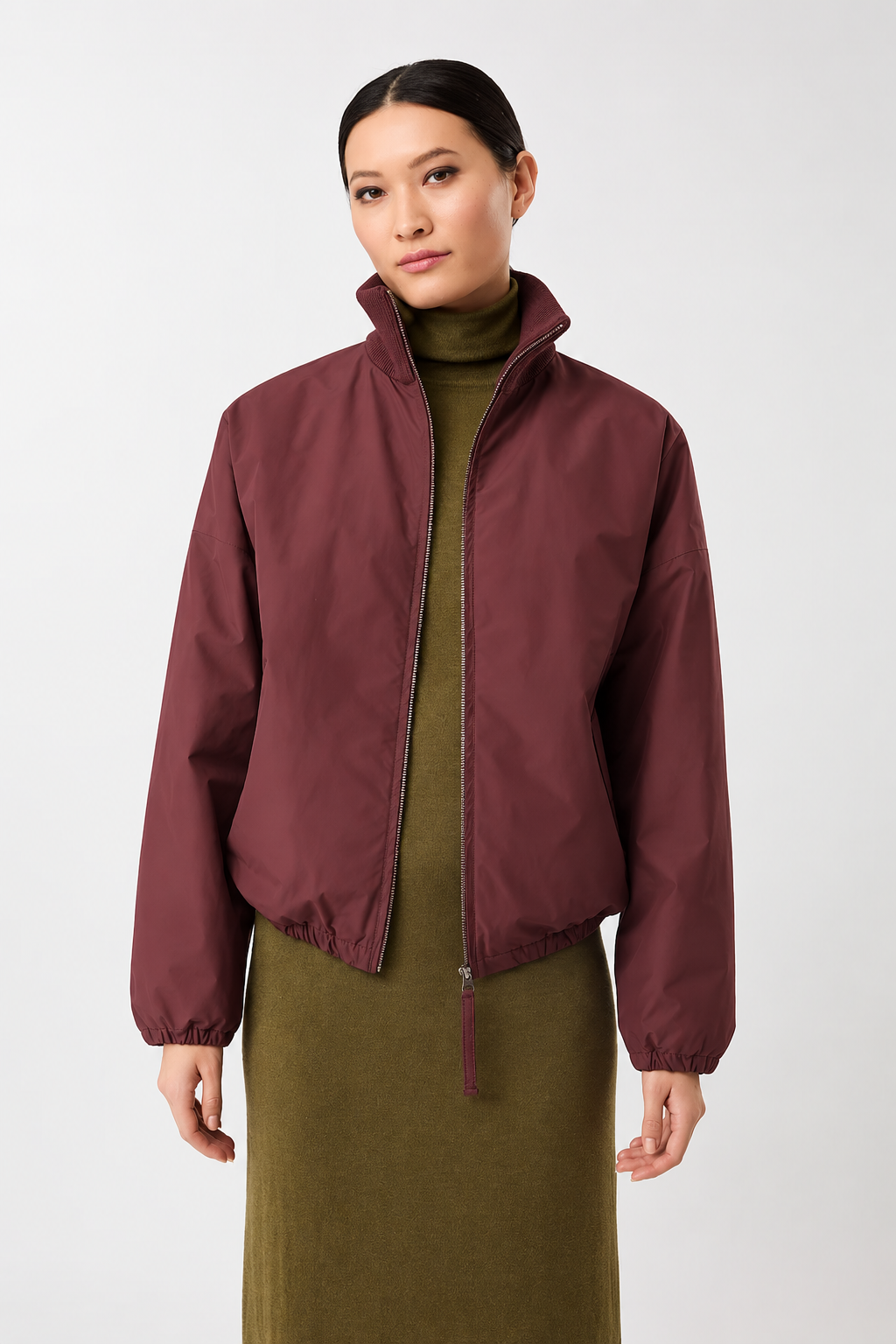 Langerchen Langerchen Korte jas met Ribkraag Burgundy