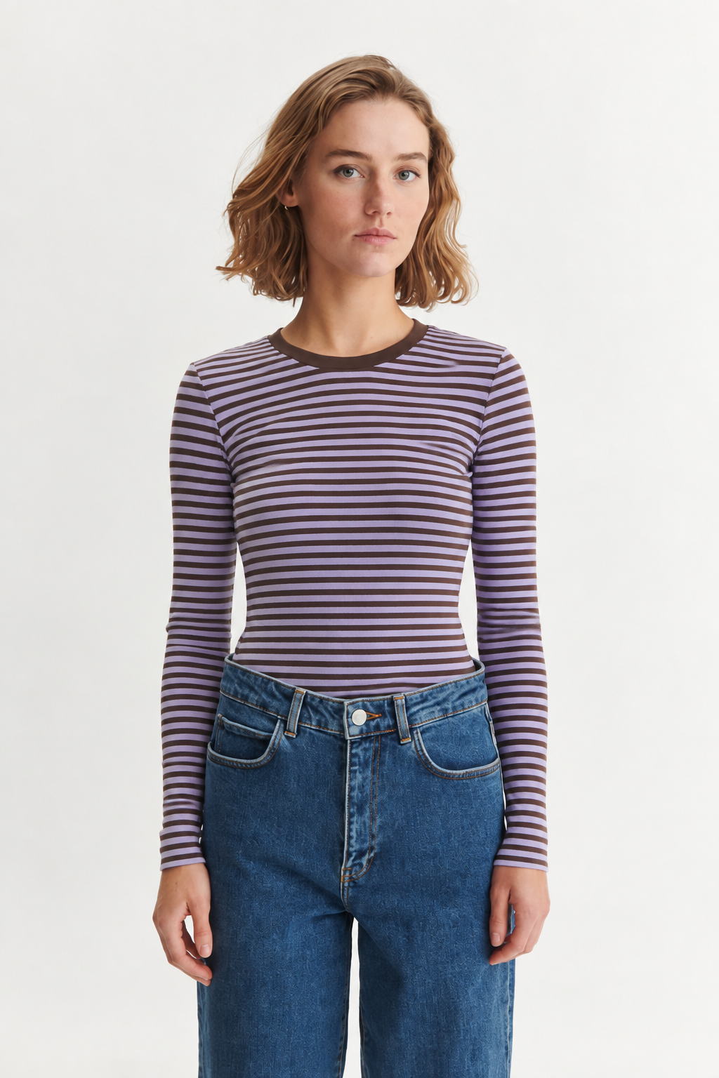 Basic Apparel Basic Apparel Ludmilla LS Tee Violet Tulip -Chicory Coffee