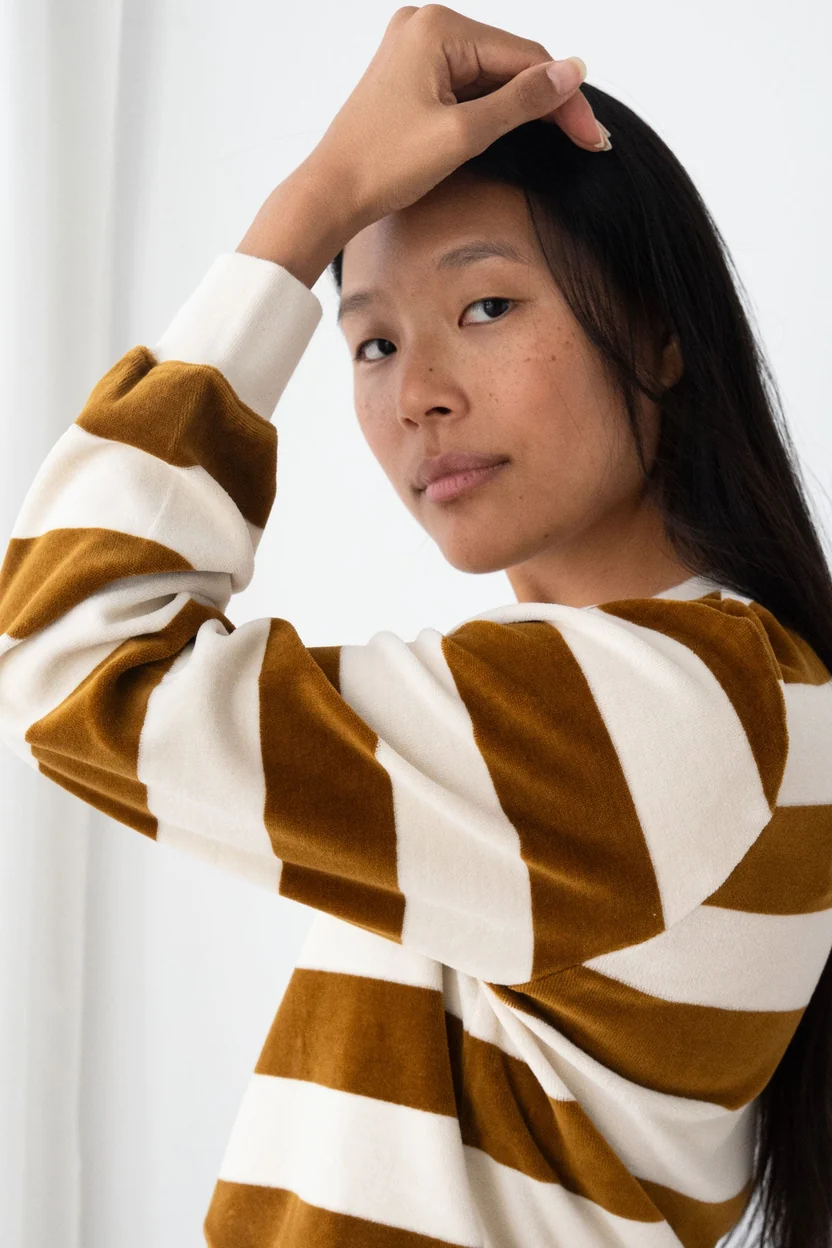 TWOTHIRDS TWOTHIRDS Sweatshirt Hawi Gold Brown Stripes