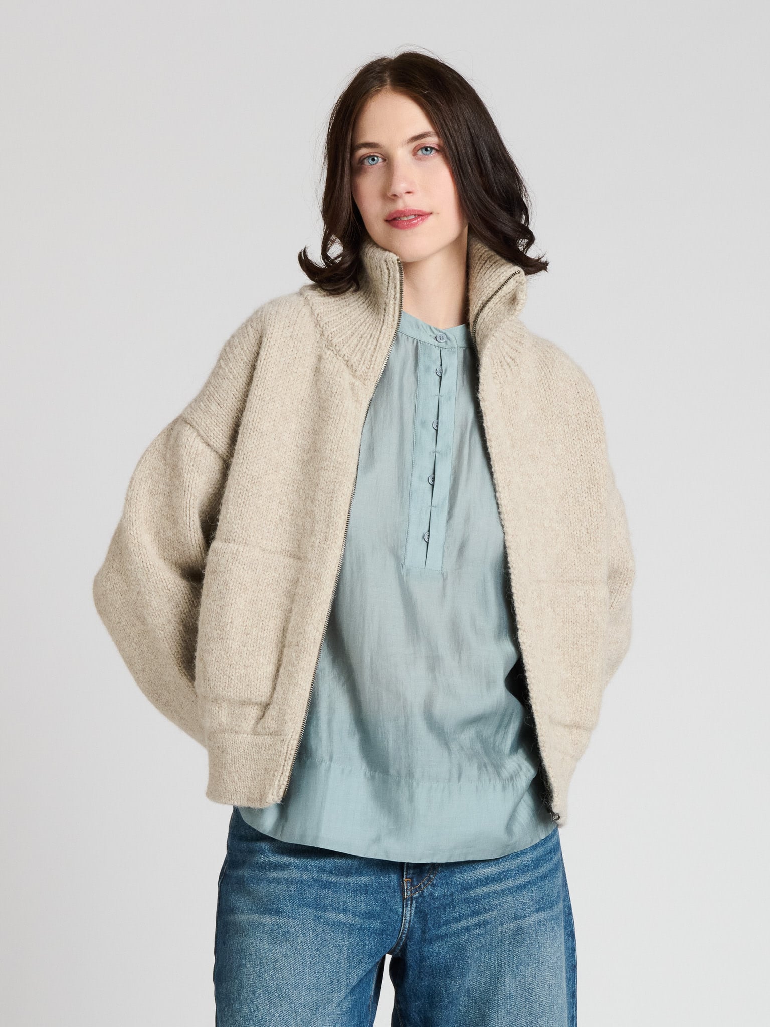 The Knitwit Stable The Knitwit Stable Jacket Weide Beige Melange
