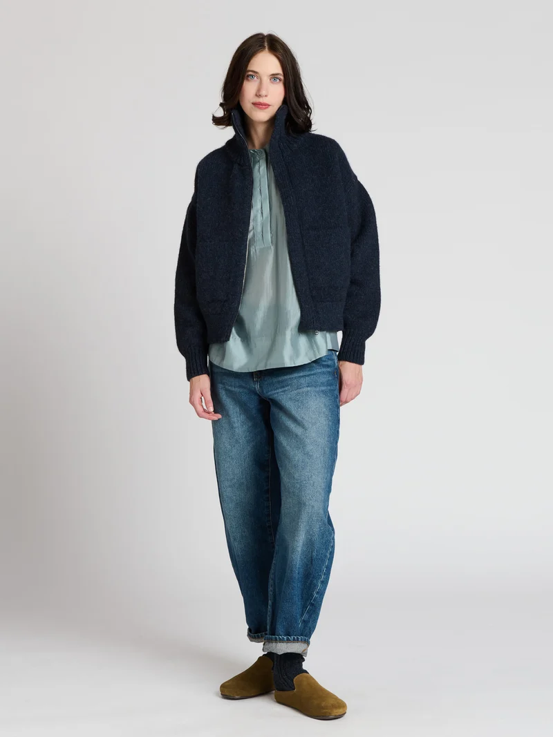 The Knitwit Stable The Knitwit Stable Jacket Weide Dark Blue Melange