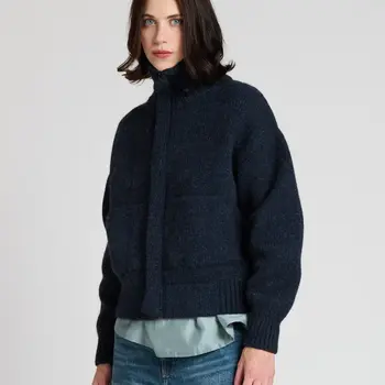 The Knitwit Stable Jacket Weide Donkerblauw Melange