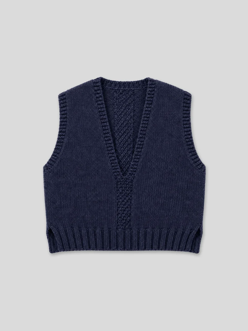 The Knitwit Stable The Knitwit Stable Vest Field Dark Blue Melange