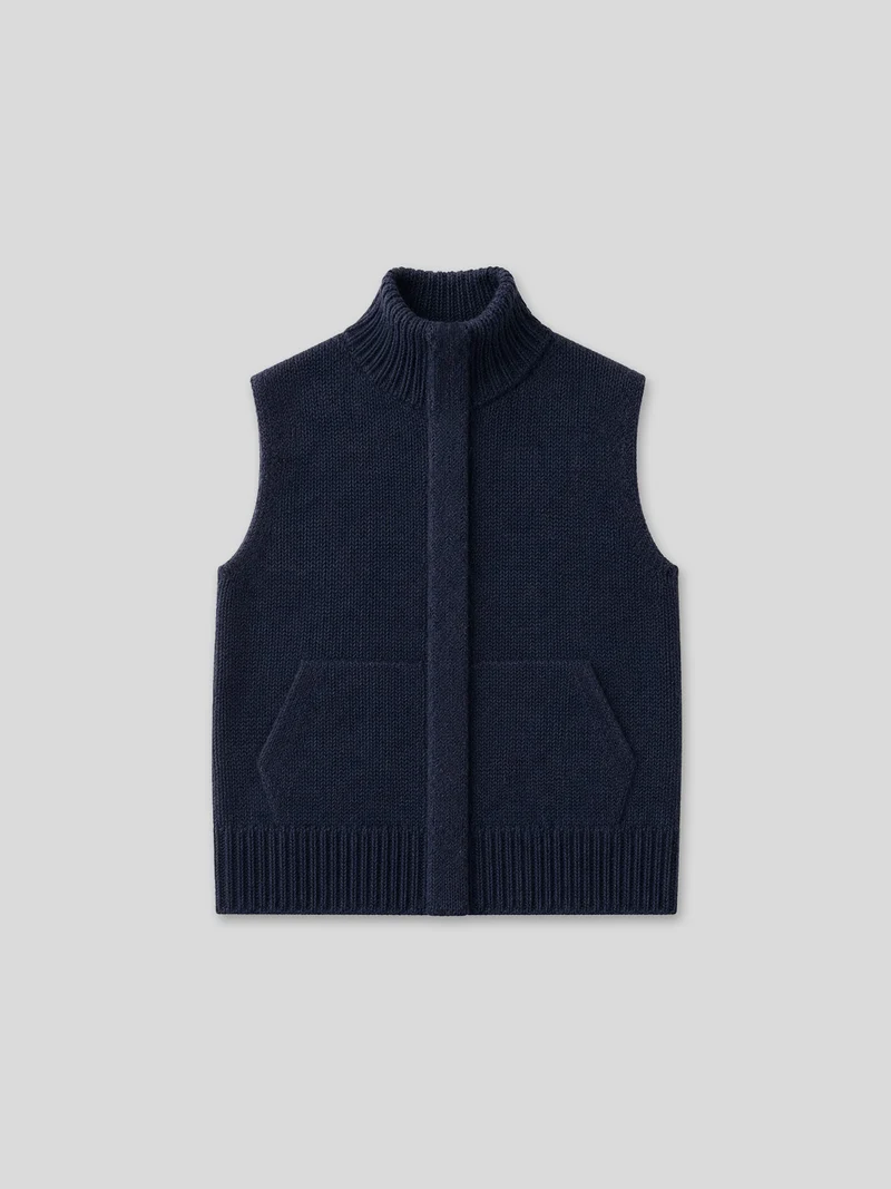 The Knitwit Stable The Knitwit Stable Vest Riet Dark Blue Melange