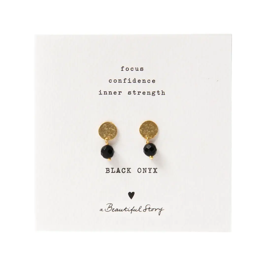 A Beautiful Story A Beautiful Story Mini Coin Black Onyx Earrings Gold