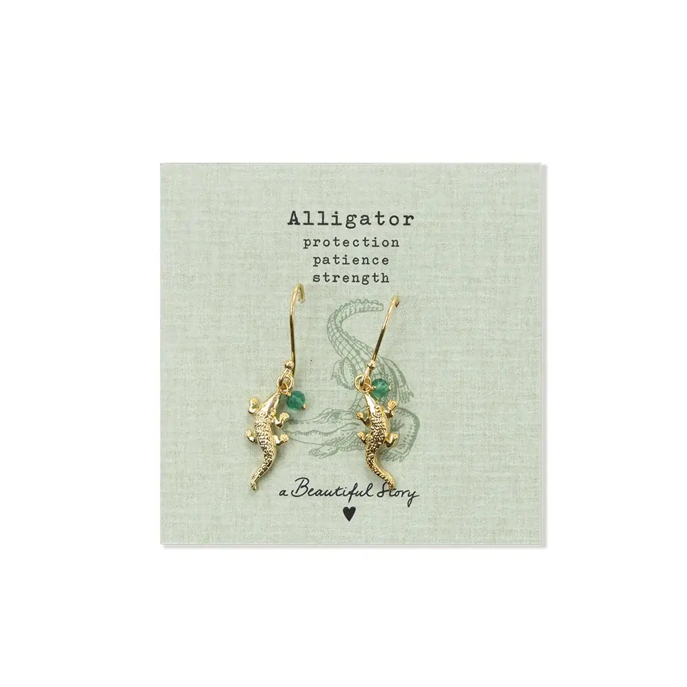 A Beautiful Story A Beautiful Story  Freedom Alligator Aventurine Earrings Gold