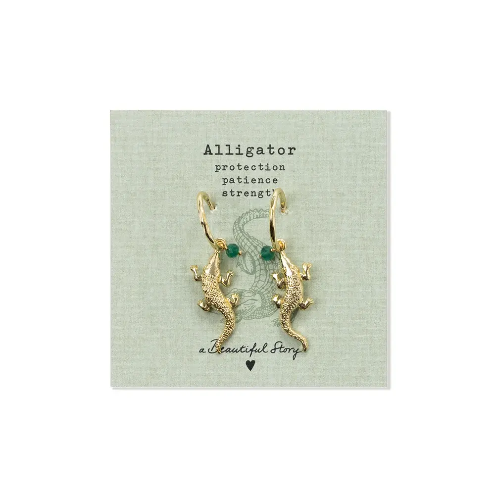A Beautiful Story A Beautiful Story Rebel Alligator Aventurine Earrings Gold