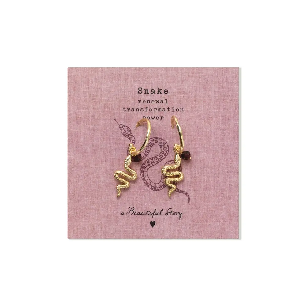 A Beautiful Story A Beautiful Story Rebel Snake Garnet Earrings Gold