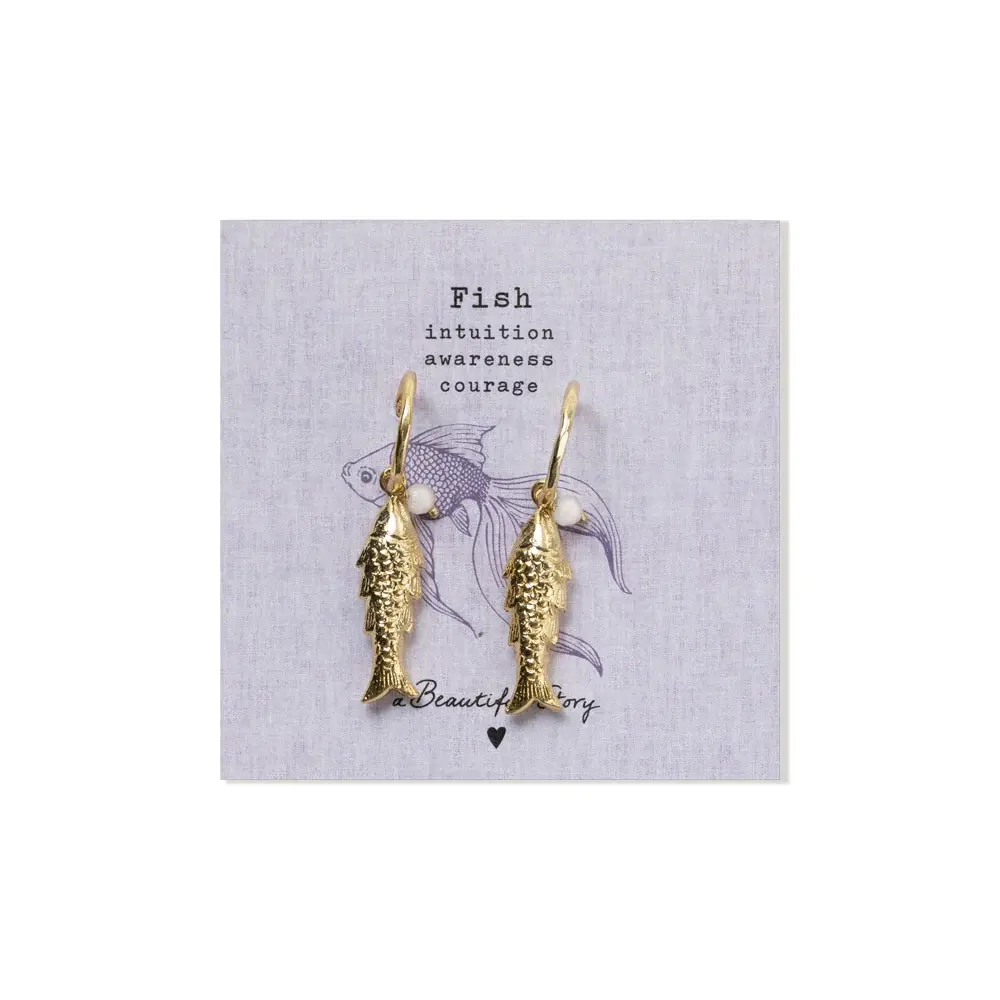 A Beautiful Story A Beautiful Story Rebel Fish Moonstone Earrings Gold