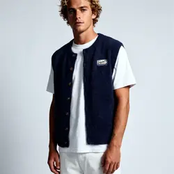 On Vacation Quality Time Knitted Vest Dark Blue