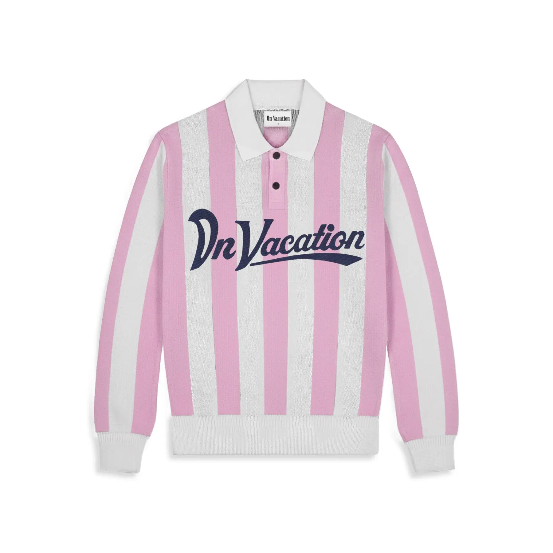 On Vacation On Vacation Retreat Striped Knit Polo Sweater Pink
