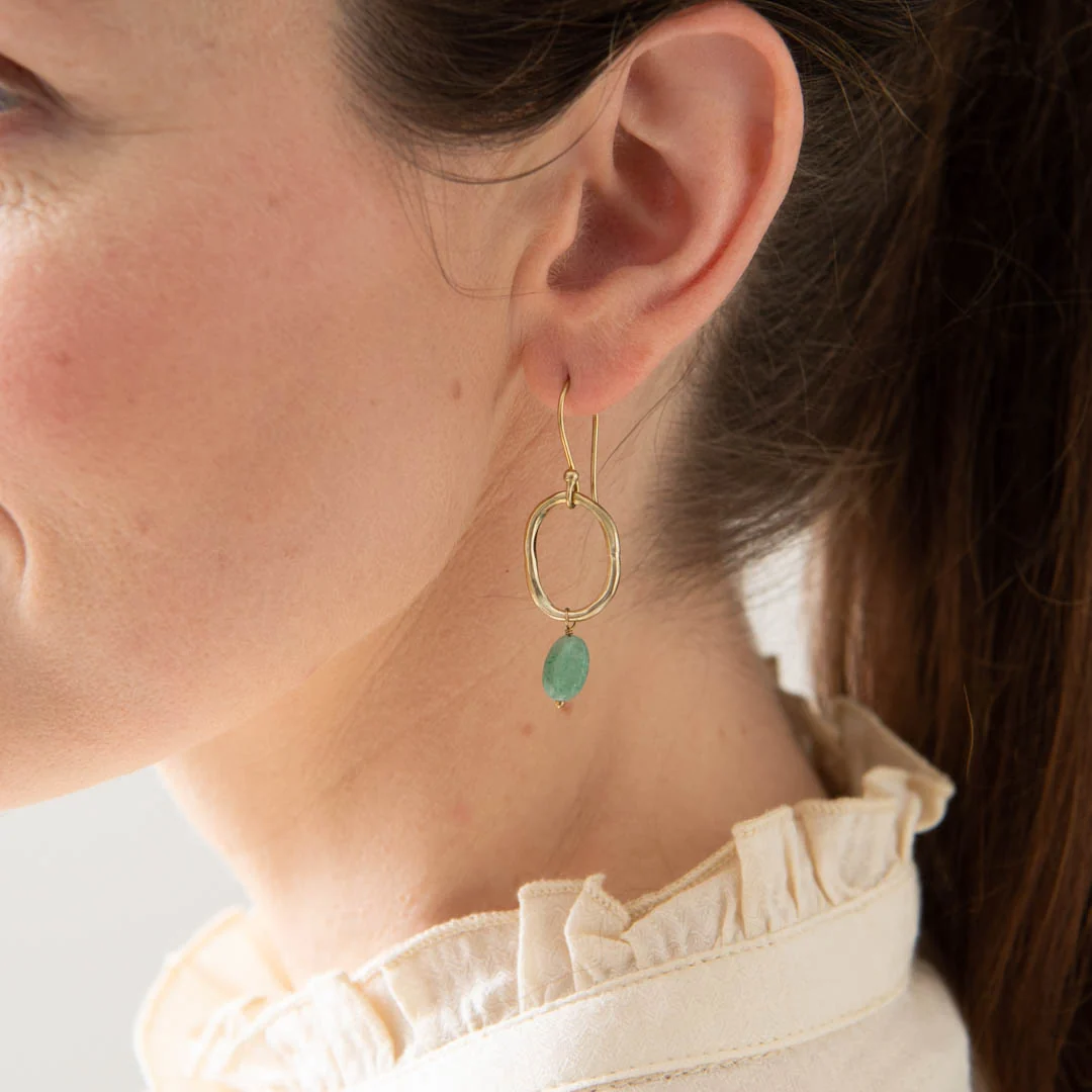 A Beautiful Story A Beautiful Story Graceful Aventurine Oorbellen Goud