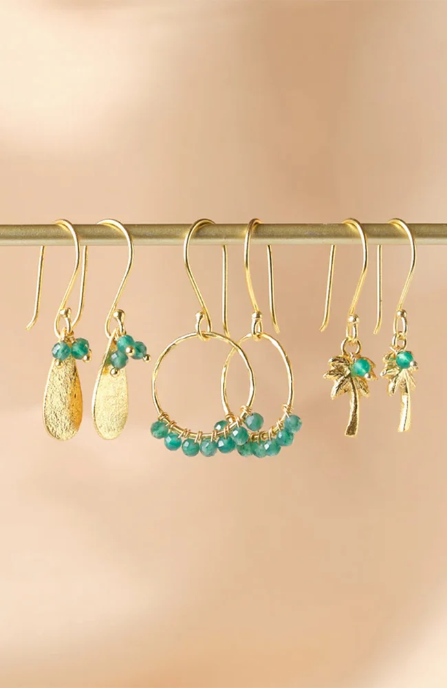 A Beautiful Story A Beautiful Story Generous Aventurine Palm Oorbellen Goud