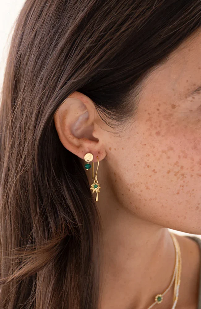 A Beautiful Story A Beautiful Story Generous Aventurine Palm Oorbellen Goud