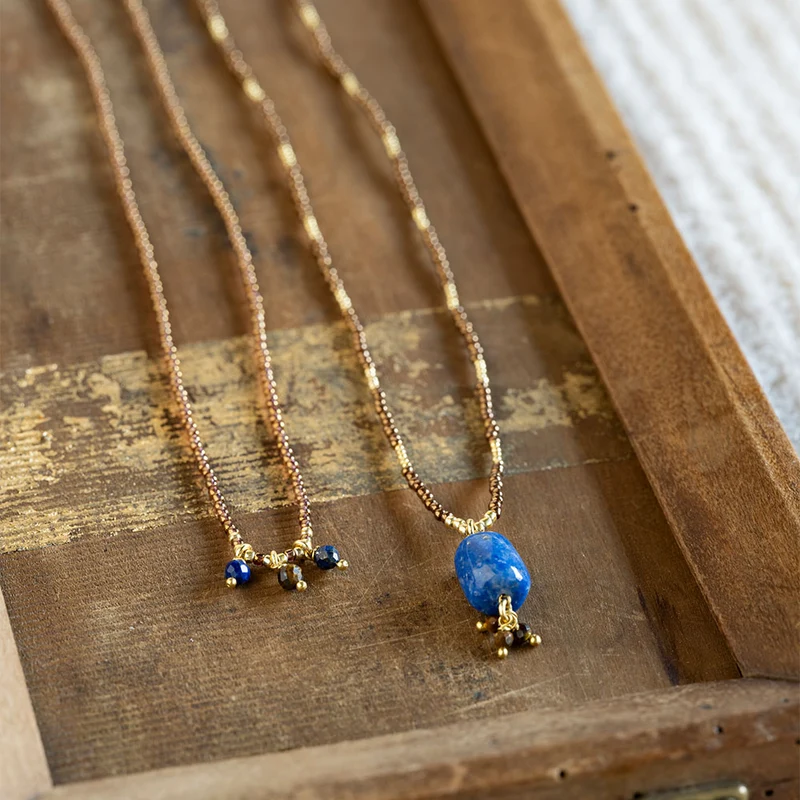 A Beautiful Story A Beautiful Story Empathy Tiger Eye Lapis Ketting Goud