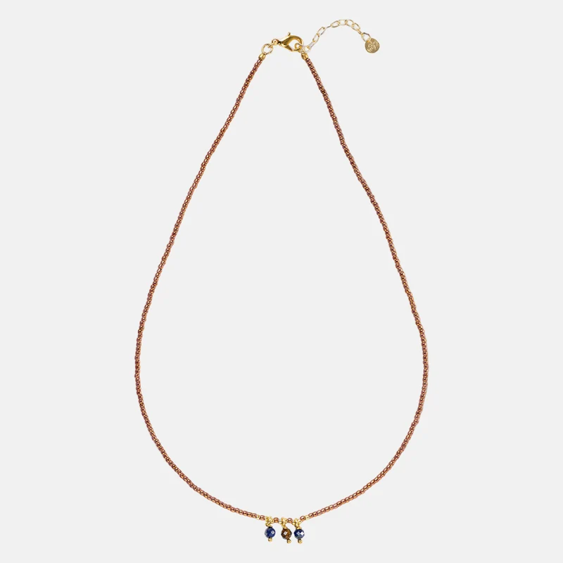 A Beautiful Story A Beautiful Story Empathy Tiger Eye Lapis Ketting Goud