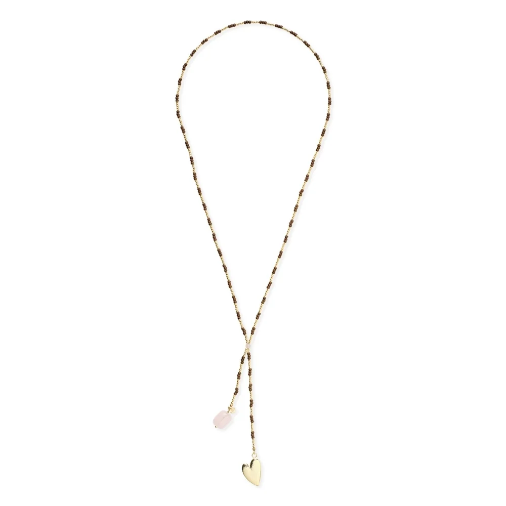 A Beautiful Story A Beautiful Story Entire Rose Quartz Ketting Goud