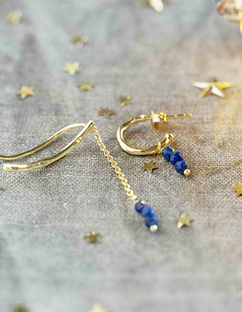 A Beautiful Story A Beautiful Story Miraculous Lapis lazuli Oorbellen Set Goud