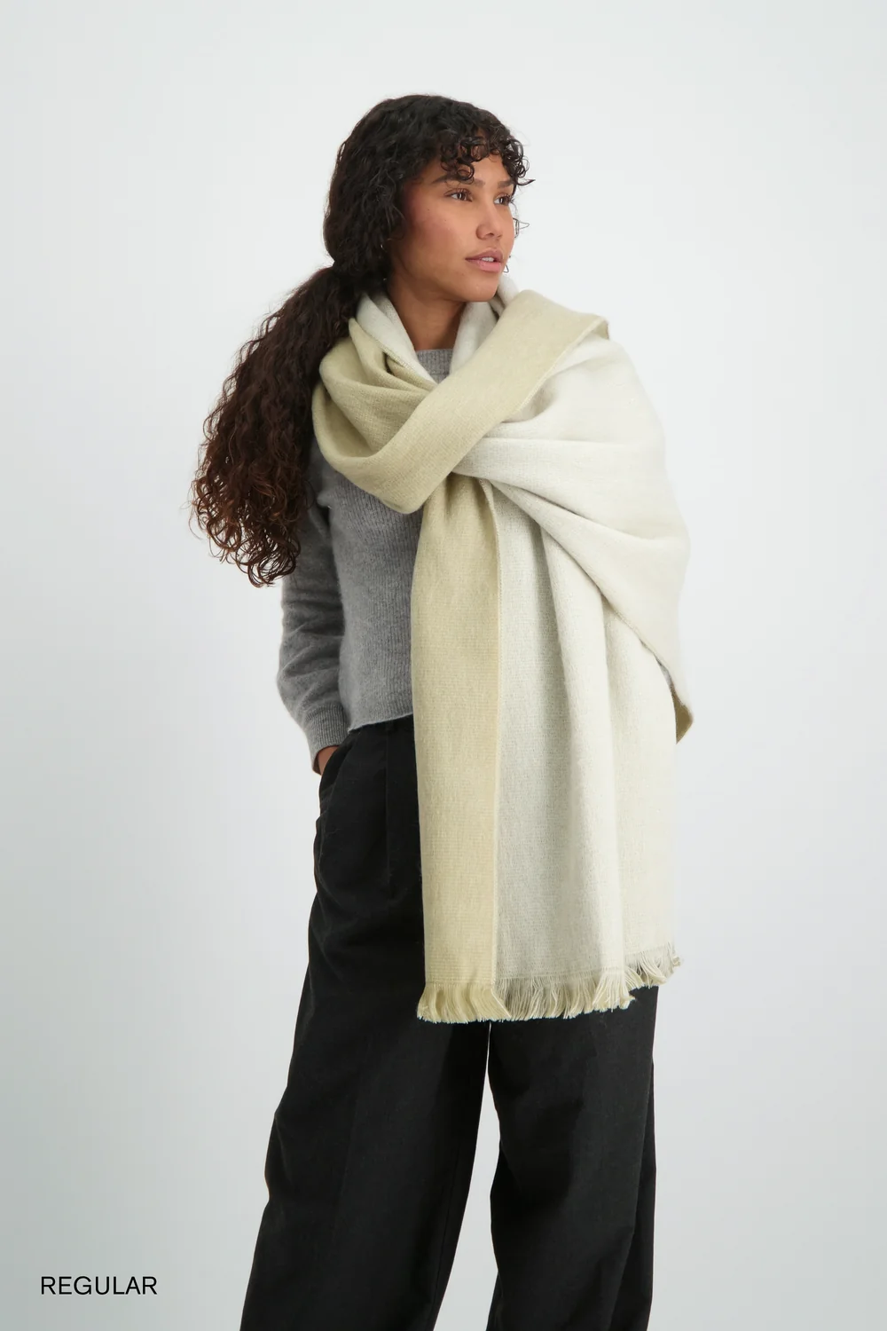 Alpaca Loca Alpaca Loca Sjaal Dubbelzijdig Beige en Wit