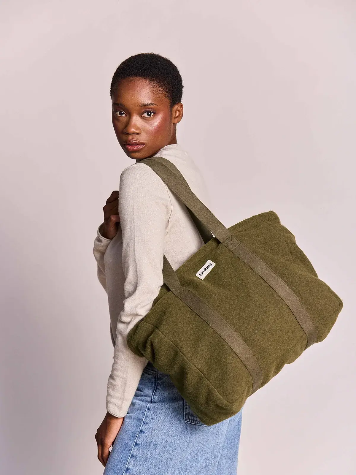 Hindbag Hindbag Shopper Cesar Khaki Wool Effect