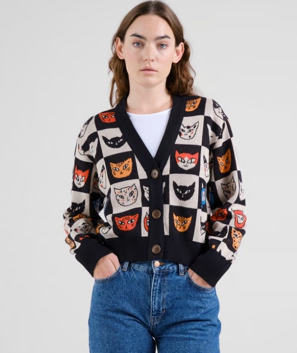 Dedicated Dedicated Cardigan Kanan Cat Bingo Black