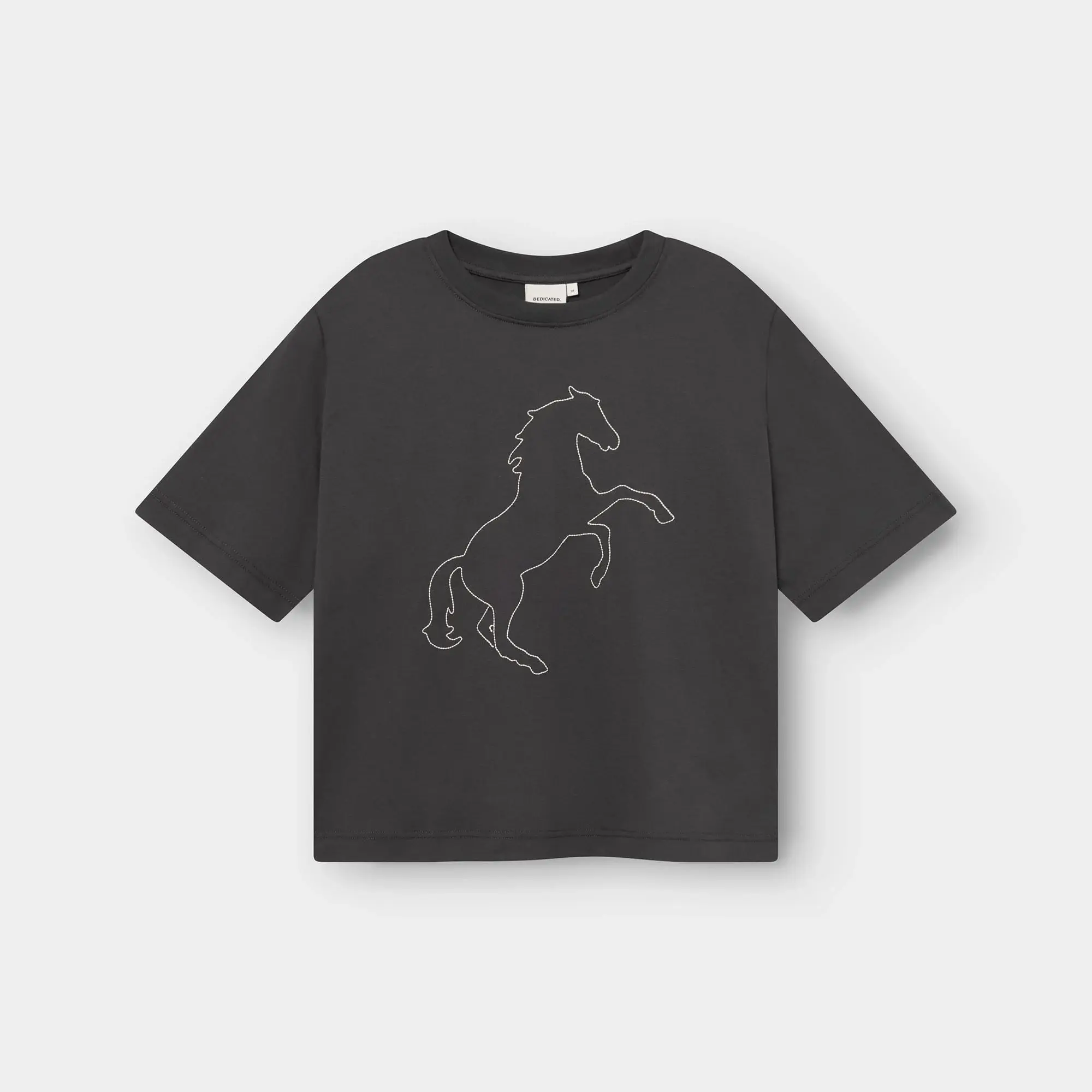 Dedicated Dedicated T-shirt Vadstena Wild Horse Stitch Charcoal