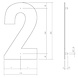 Intersteel Huisnummer 2 xl hoogte 30 cm rvs/mat zwart