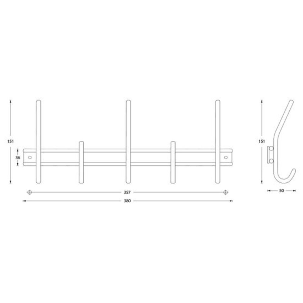 Intersteel Kapstok 5 haken zwart