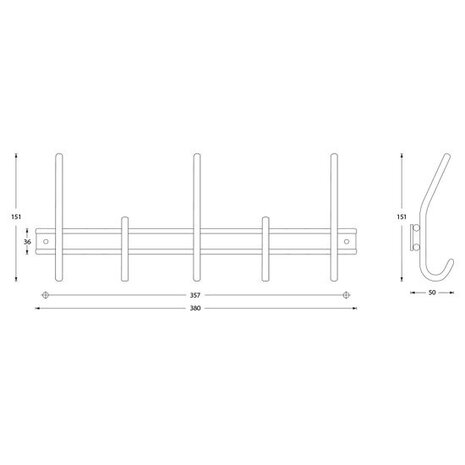 Intersteel Kapstok 5 haken zwart