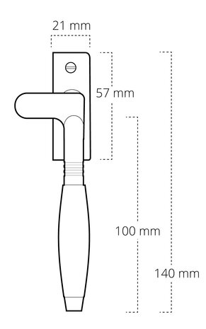 De Oude Deurklink Raamsluiting Klassiek glanzend nikkel rechts kozijnplaatje
