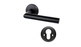 Mooi Deurbeslag Deurklink Esferia mat zwart met ronde cilinderrozetten Rosa Mooi Deurbeslag Deurklink Esferia mat zwart met ronde cilinderrozetten Rosa