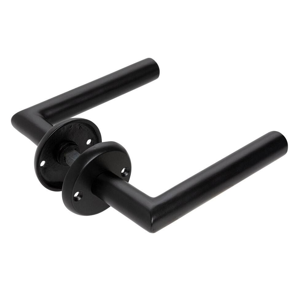 Mooi Deurbeslag Deurklink Esferia mat zwart met ronde sleutelrozetten Rosa Mooi Deurbeslag Deurklink Esferia mat zwart met ronde sleutelrozetten Rosa