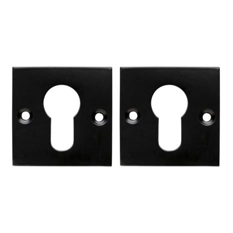 Mooi Deurbeslag Deurklink Nova mat zwart met vierkante cilinderrozetten